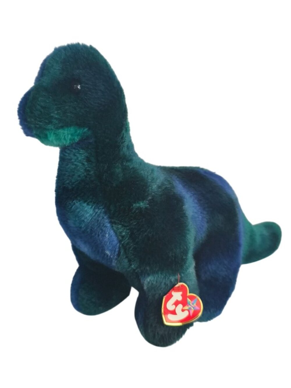 Ty Beanie Buddies Bronty Brontosaurus Dinosaur Plush 11" Green Blue Retired